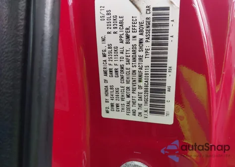 2012 Honda Accord 3.5 Ex-L from USA, damaged, VIN 1HGCS2B88CA009115